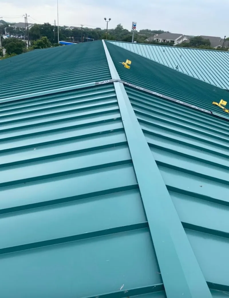 Green commercial metal roof ridge and valley for Metal Roof Repair in Tavares
